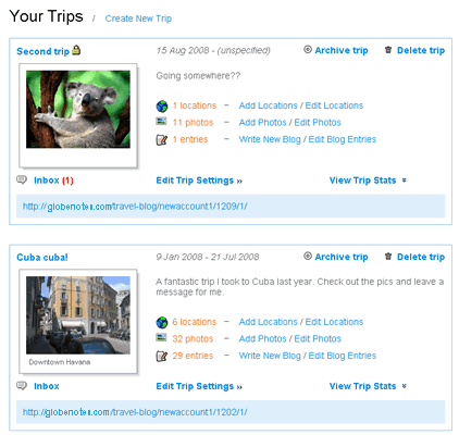 Managing travel blogs