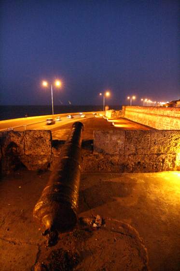 Old city walls with original cannon in place