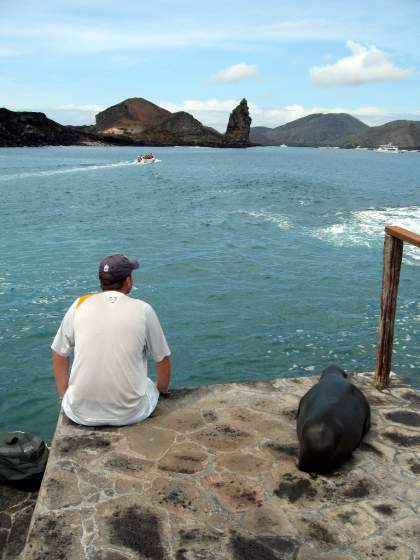 Bartolomé   Sealion and I contemplate the beauty of it all!