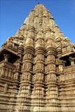 Ornate carvings at a Khajuraho temple