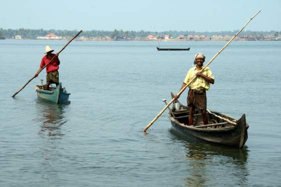 Mussel gathering fishermen