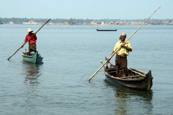 Mussel gathering fishermen