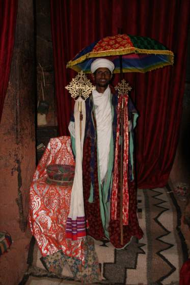 Priest inside Bet Abba Libanos