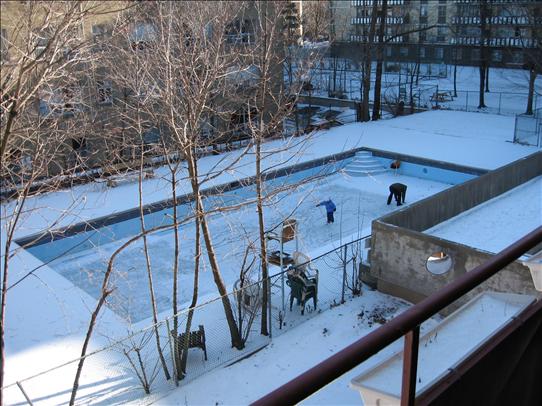 Frozen pool skating