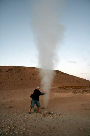 Warming me hands on a geyser