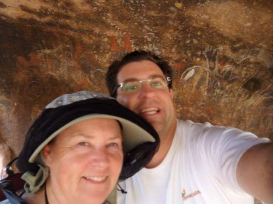 In the cave with ancient rock drawings