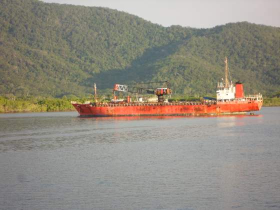 Low tide ship aground