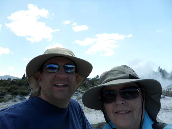 Self portrait in front of geyser