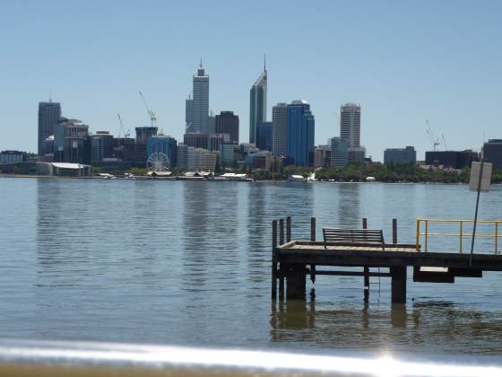 Perth skyline from the Boatshed Restaurant