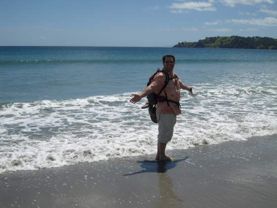 Tony on beach @ Waikeke Island